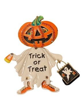 Lunch At The Ritz Trick or Treat Halloween Jack-O-Lantern  Brooch Pin Pendant